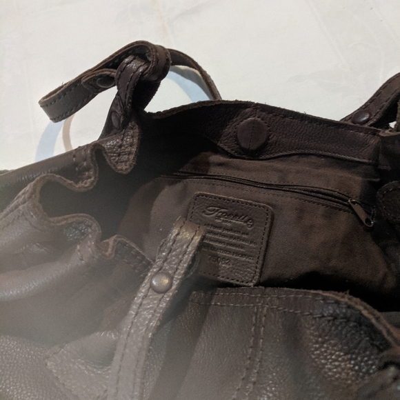 Fossil Satchel Shoulder Bag Brown Leather Purse Double Strap - Picture 3 of 4